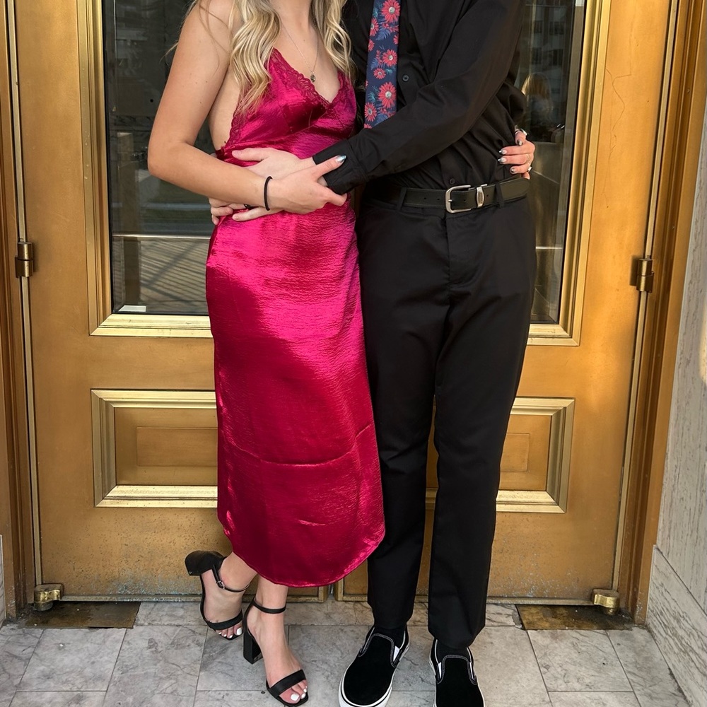 red/pink prom dress